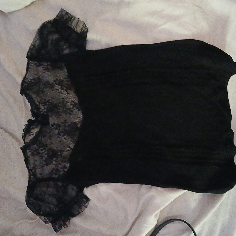 Vintage Y2K Goth Victorian Lace Knit Top Xs S